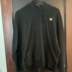 Champion Black Classic Sweater with Ribbed Cuffs